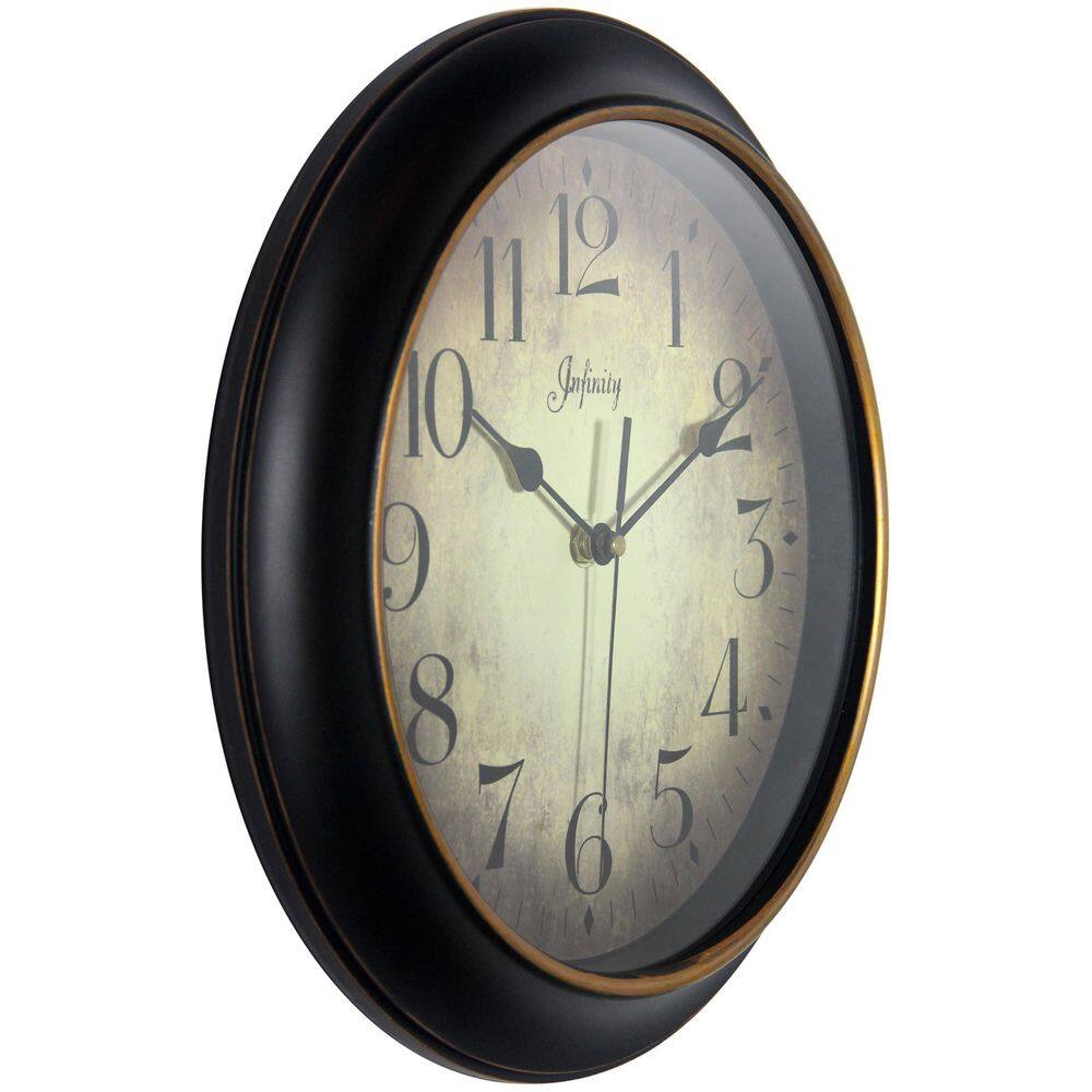Hanover 12" Black and Rose Gold Traditional Wall Clock