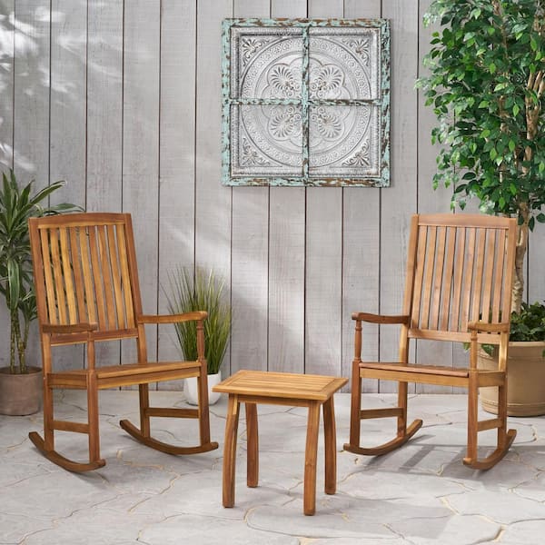 Arcadia Teak Brown 3-Piece Wood Outdoor Patio Conversation Seating Set