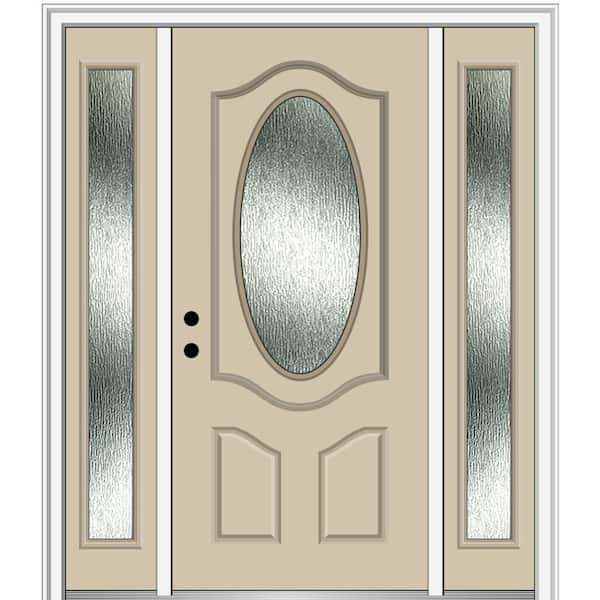 MMI Door 60 in. x 80 in. Right-Hand Inswing Rain Glass Wicker Fiberglass Prehung Front Door on 6-9/16 in. Frame