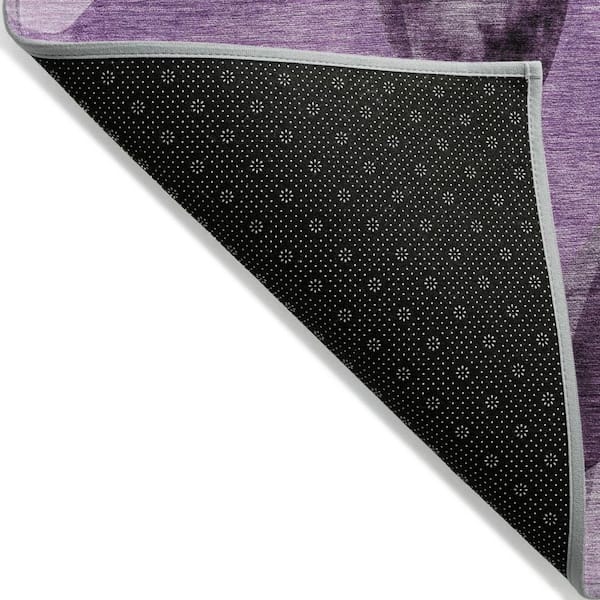 Purple 5 ft. x 8 ft. Woven Abstract Polyester Rectangle Indoor / Outdoor Area Rug