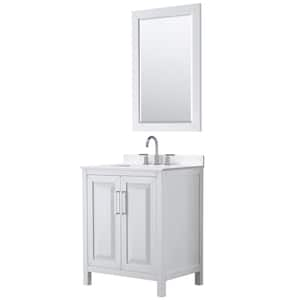 Daria 30 in. W x 22 in. D x 35.75 in. H Single Bath Vanity in White with White Quartz Top and 24 in. Mirror