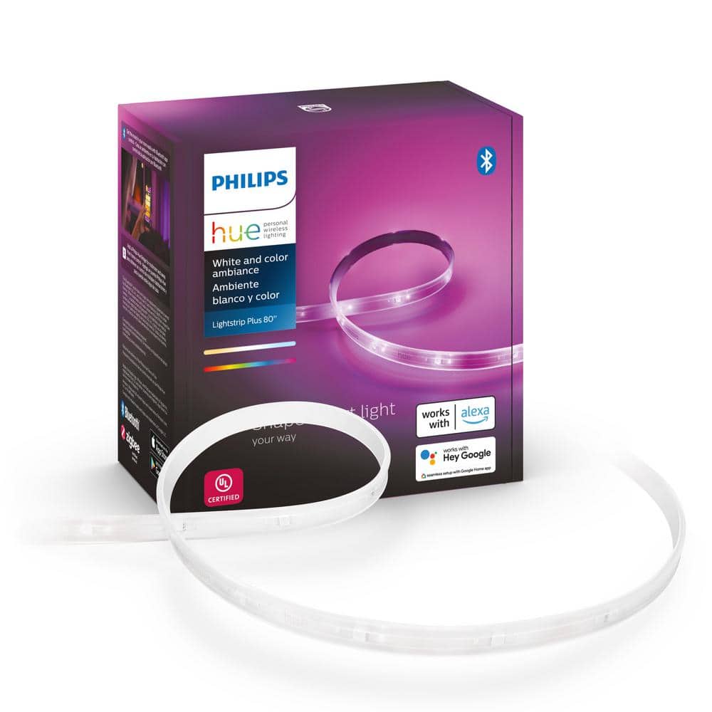 Smuk kvinde tilbage firkant Philips Hue 6.6 ft. Smart Plug-In Color and Tunable White Ambiance Cuttable  Integrated LED Under Cabinet Light Base Kit (1-Pack) 555334 - The Home Depot