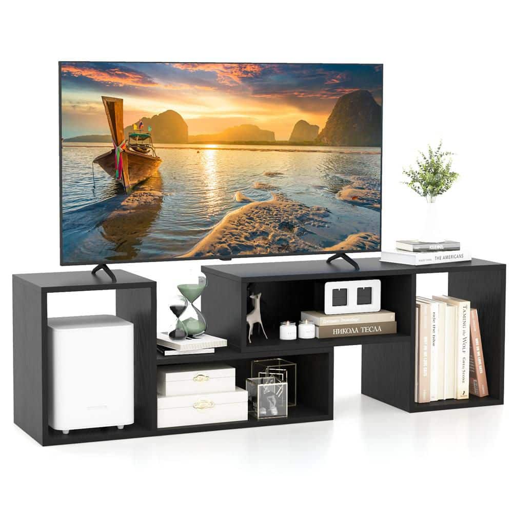 2 Pieces Black Adjustable TV Stand Fits TV's up to 55 Inch Free Combination Entertainment Center price history on PriceWatchPro