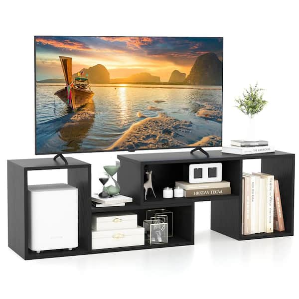 2 Pieces Black Adjustable TV Stand Fits TV's up to 55 Inch Free Combination Entertainment Center