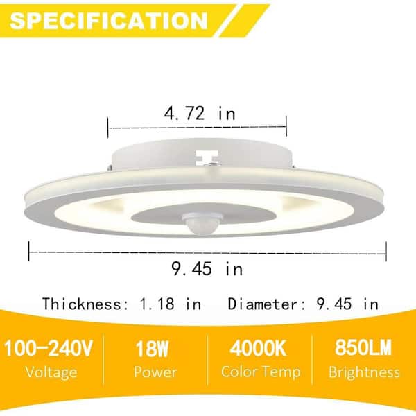hana ⟡.˚ CLAXY 25 in. 1-Light White Flush Mount with No Glass Shade and No