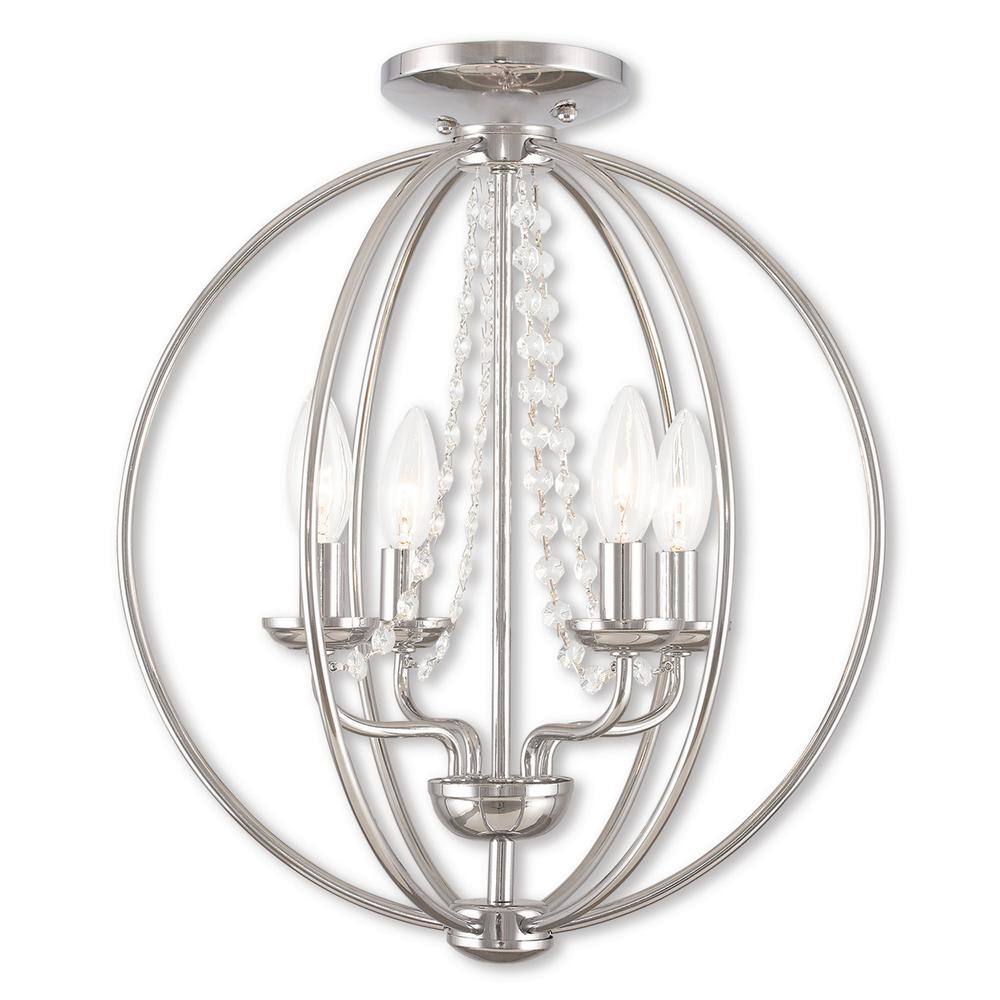Polished Chrome Mini Orb Chandelier with Crystals