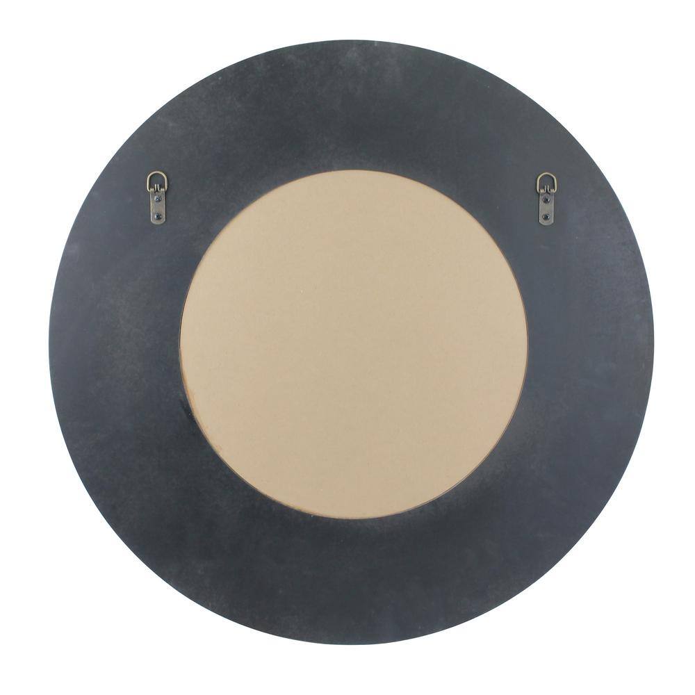 27.5" Round White Wash Wooden Wall Mirror