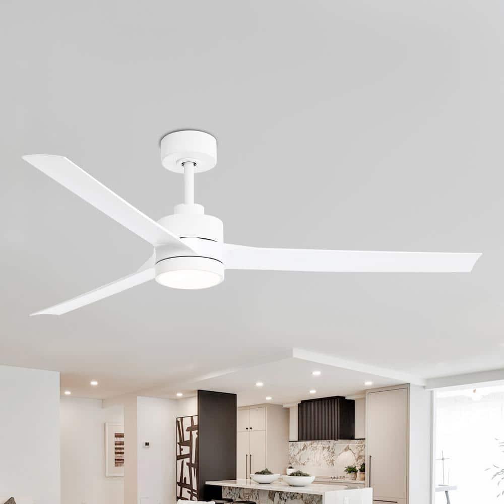 Triplex 60 in. Indoor White Integrated LED Ceiling Fans with Light and Remote Control -  Lamober, ZY240INC21-AW