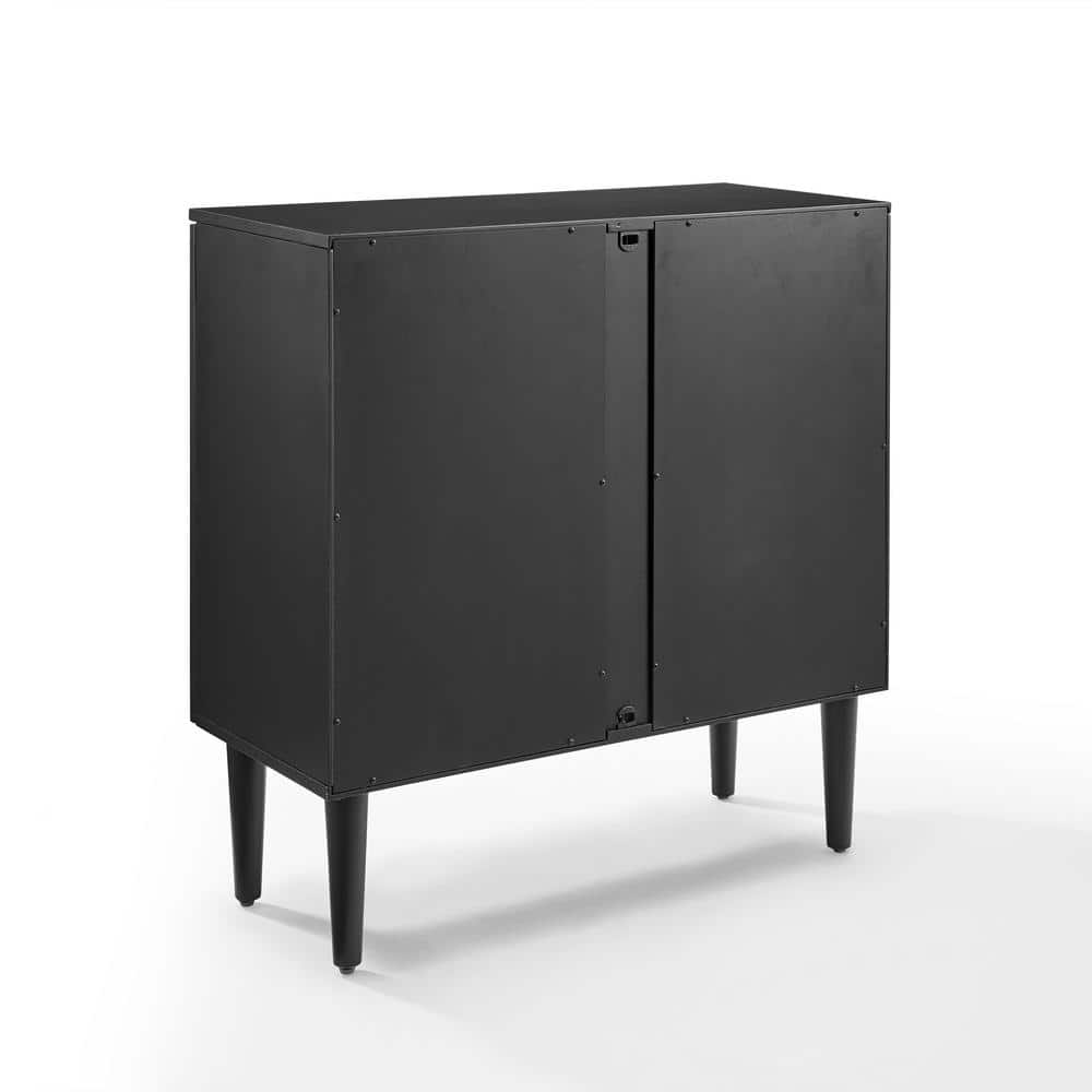Everett Mid-Century Modern Black Accent Cabinet with Adjustable Shelf