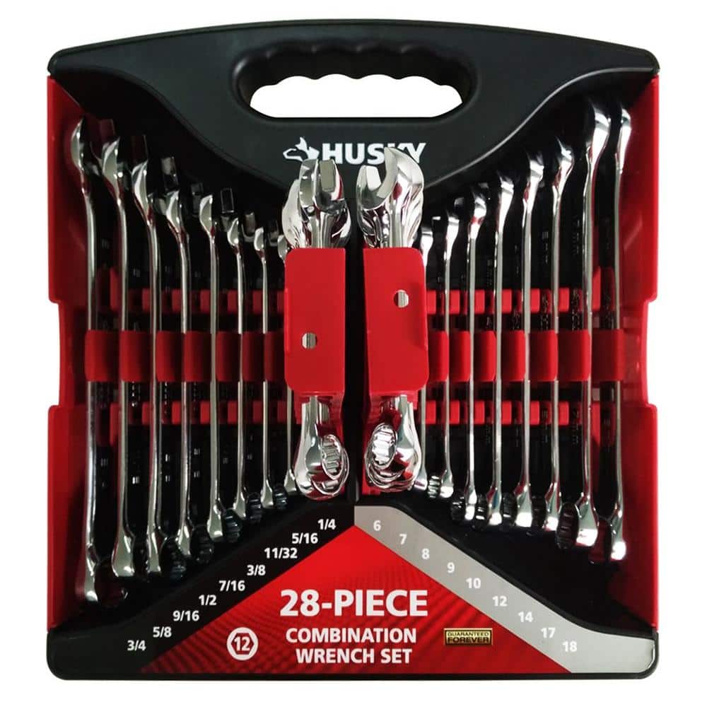 Husky Combination Wrench Set Metric SAE Corrosion Resistant Hand Tool (28-piece)