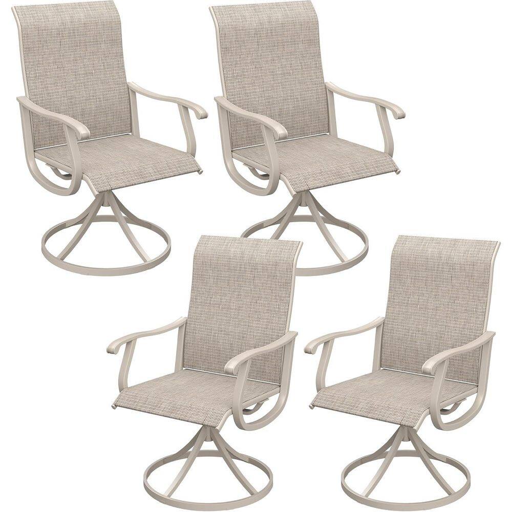 4-Piece Outdoor Patio Swivel Dining Chairs with 360° Rotation and Rust-Resistant Metal Frame, Sandshell price history on PriceWatchPro
