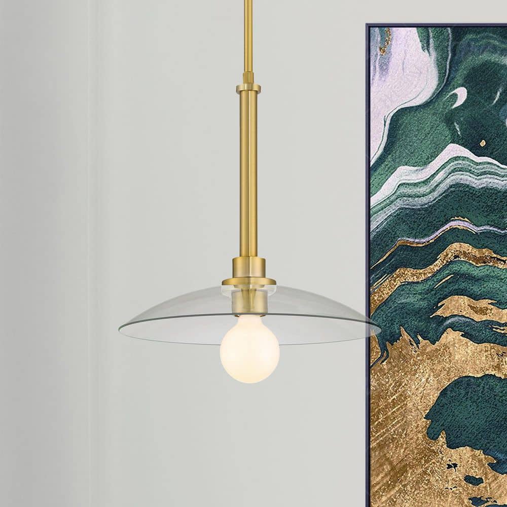 Litto 60-Watt 1-Light Brushed Gold Modern Pendant Light with Clear Glass Shield and No Bulbs Included price history on PriceWatchPro