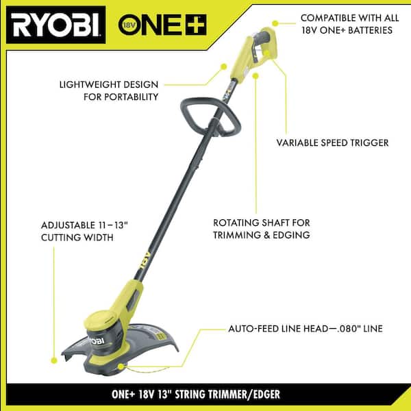 ONE+ 18V 13 in. Cordless Battery String Trimmer with 2.0 Ah Battery and Charger