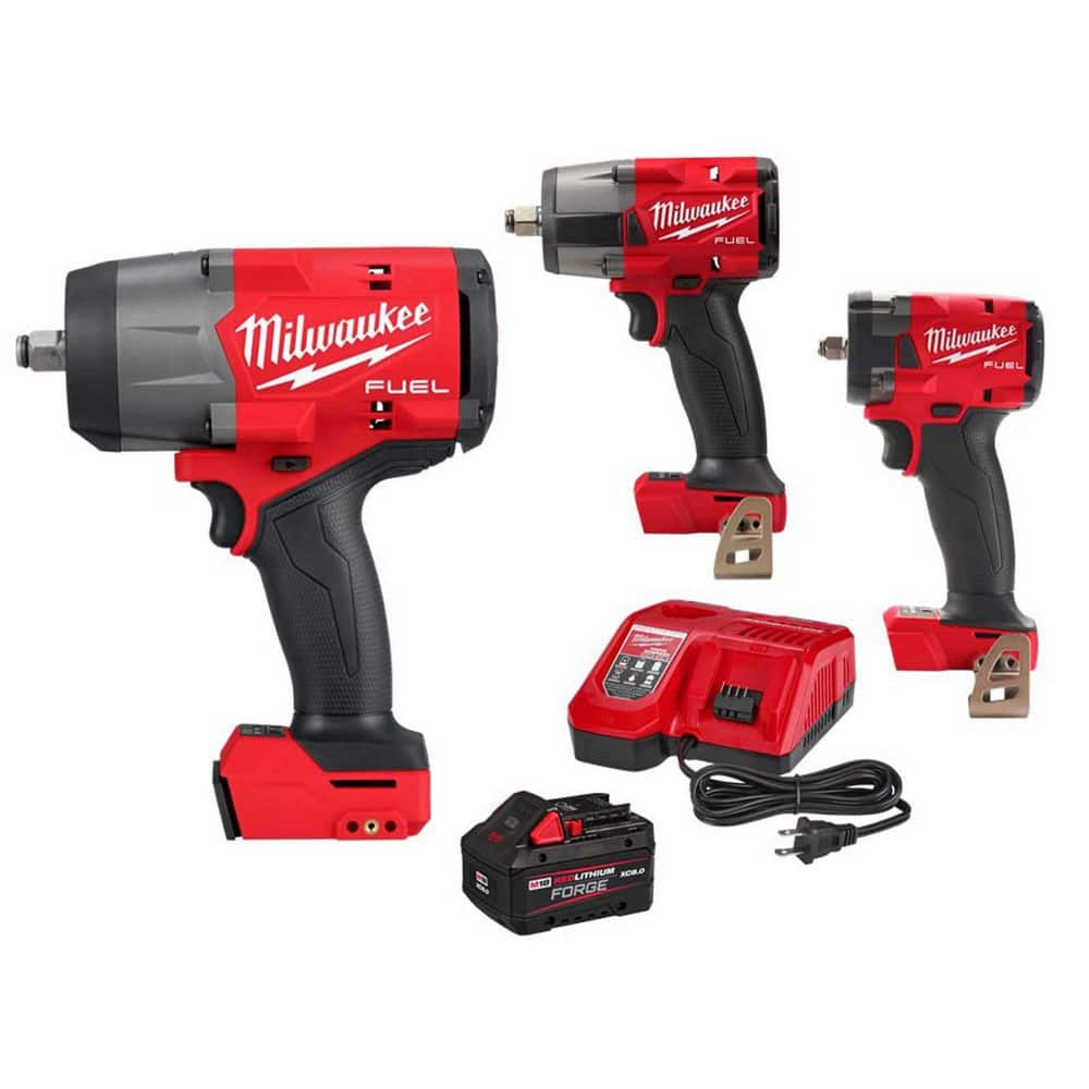 MILWAUKEE M18 FUEL 18V Lithium-Ion Brushless Cordless 1/2 in. Impact Wrench w/ 1/2 in. Mid Torque & 3/8 in. Impact Wrench (2967-20-29)