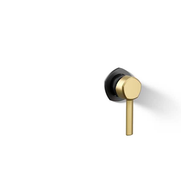 Occasion Wall-Mount Bathroom Sink Faucet Handle, Matte Black with Moderne Brass