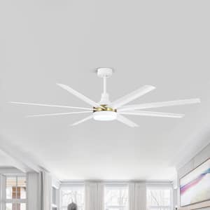 Archer 6 ft. Indoor White and Gold 120-Volt 2420 Lumen Industrial Ceiling Fan with Integrated LED and Remote Control