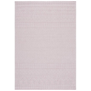 Courtyard Ivory/Soft Pink 4 ft. x 6 ft. Geometric Diamond Indoor/Outdoor Patio  Area Rug