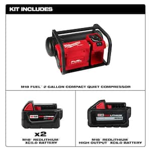 M18 18-Volt Lithium-Ion Cordless Portable Inflator w/M18 (1) High Output 6.0Ah Battery & (2) 5.0Ah Battery