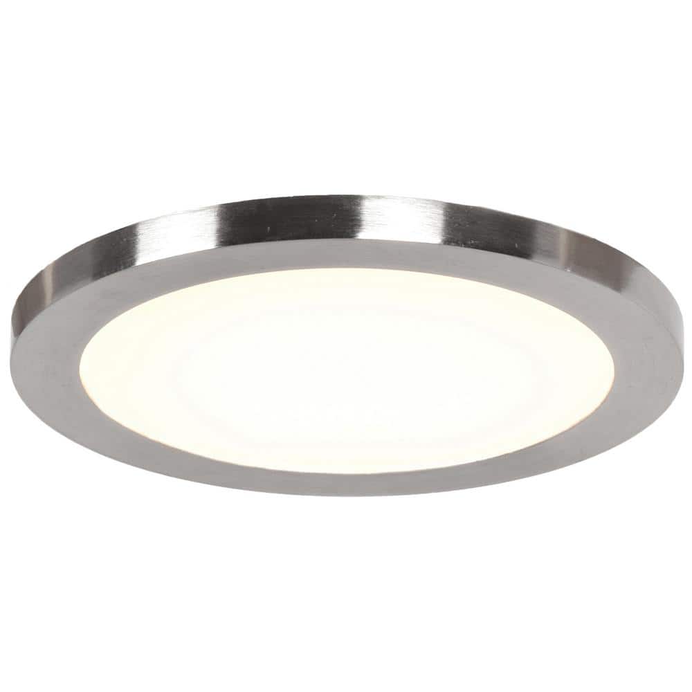 Disc 5.5 in. Dia 60-Watt Equivalent Brushed Steel Integrated LED Flushmount