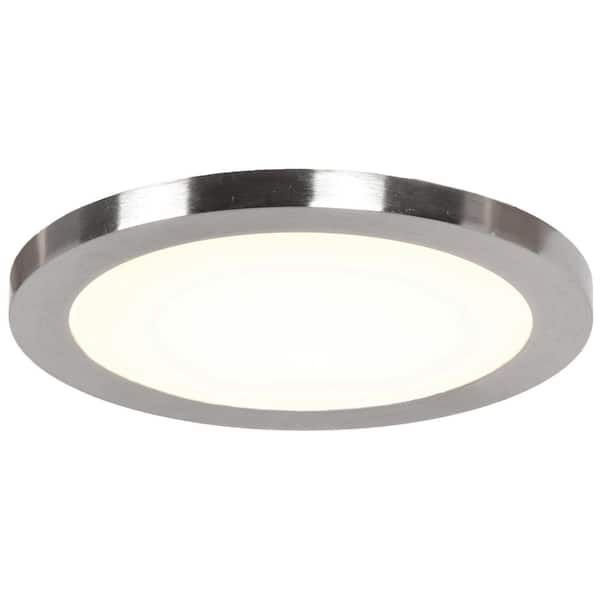 Access Lighting Disc 5.5 in. Dia 60-Watt Equivalent Brushed Steel Integrated LED Flushmount with Acrylic Lens
