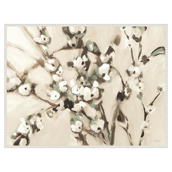 Amanti Art "Wild Floral Branches Neutral" by Katrina Pete 1-Piece Floater Frame Giclee Home Canvas Art Print 32 in. x 42 in.