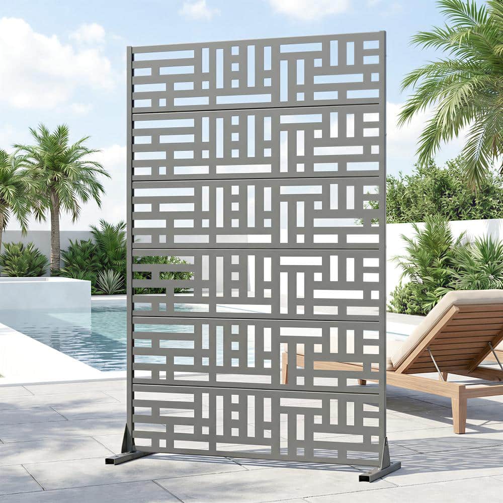 47 in. W x 72 in. H Light Gray Galvanized Steel Freestanding Interlocking Block Cut Garden Privacy Screen (1-Pack) price history on PriceWatchPro