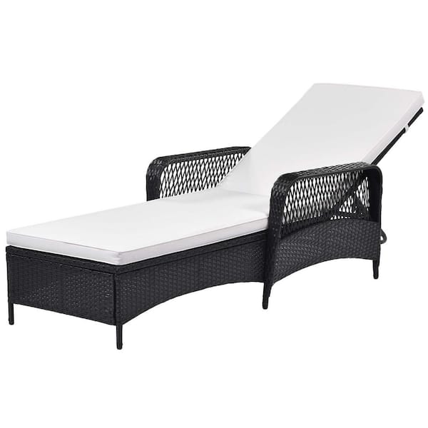Sireck Black 1-Piece Wicker Metal Outdoor Sectional with Beige Cushions