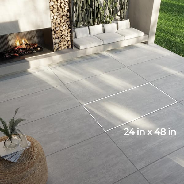 Corso Italia Pietra Chrome 24 in. x 48 in. x 0.75 in. Concrete Look Porcelain Paver