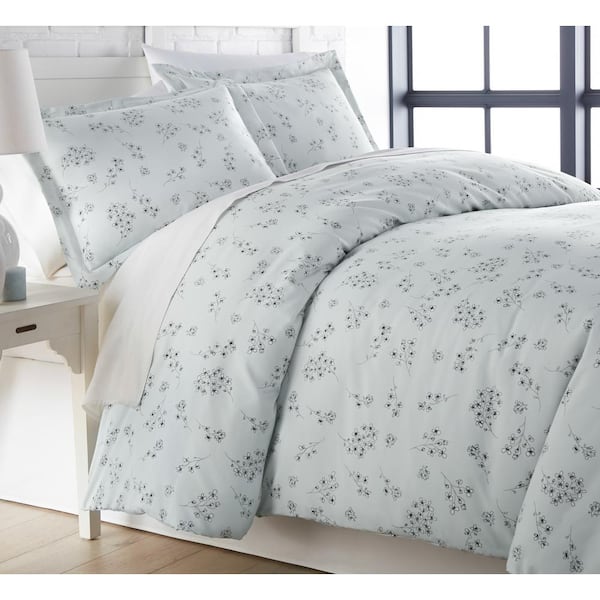SOUTHSHORE FINE LINENS Sweet Florals 2-Piece Blue Twin/Twin XL Microfiber Duvet Cover Set