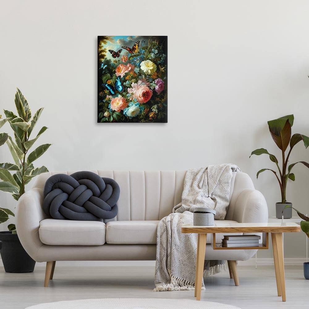 Blooming Roses and Monarch Butterflies by Tabz Jones Unframed Nature Graphic Art Print 30 in. x 24 in. price history on PriceWatchPro