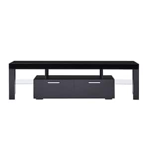 63 in. Black Modern TV Stand with LED Lights Fits TV's up to 70 in.