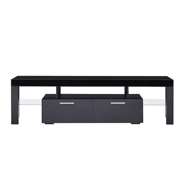 Z-joyee 63 in. Black Modern TV Stand with LED Lights Fits TV's up to 70 in.