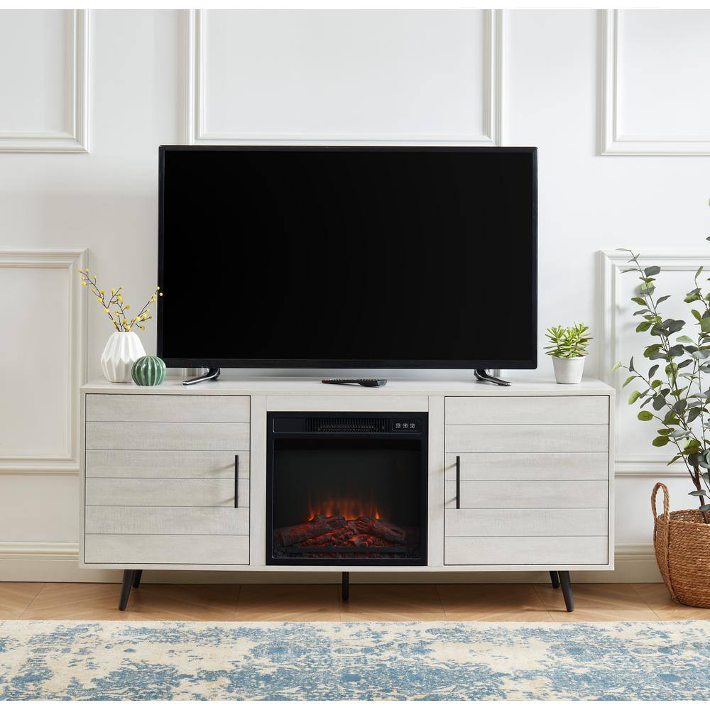 EDYO LIVING 60 in. Rustic Farmhouse Electric Fireplace TV Stand in Gray