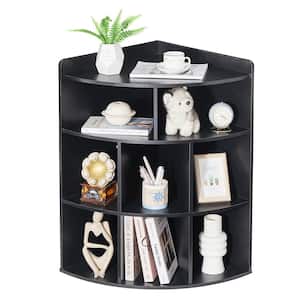 Corner Cabinet, 3-Tier Cube Storage Organizer, Triangle Bookcases with 8 Cubbies, Black