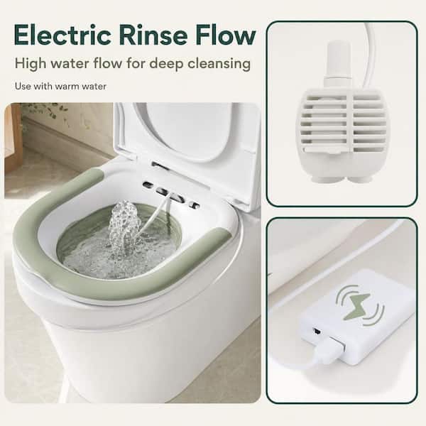 Wudkey Green Electric Sitz Bath with Non-Slip and High Water Flow
