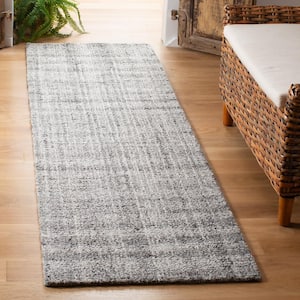 Abstract Gray/Black 2 ft. x 8 ft. Striped Distressed Runner Rug