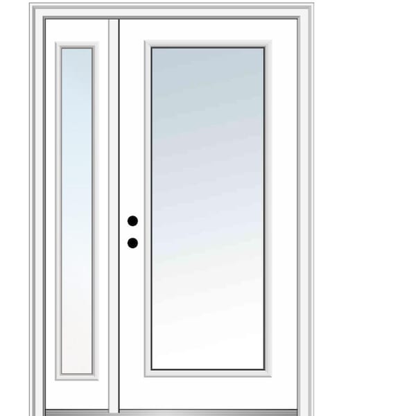 MMI Door 51 in. x 81.75 in. Clear Glass Full Lite Right Classic Primed Fiberglass Smooth Prehung Front Door with One Sidelite