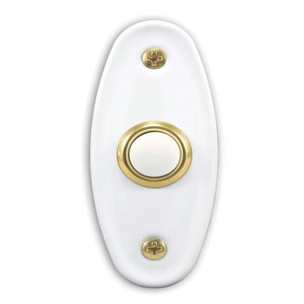 Heath Zenith Wired Polished Brass Finish Lighted Push Button with White Bar-DISCONTINUED