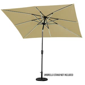 9 ft. x 7 ft. Rectangle Next Gen Solar Lighted Market Patio Umbrella in Taupe