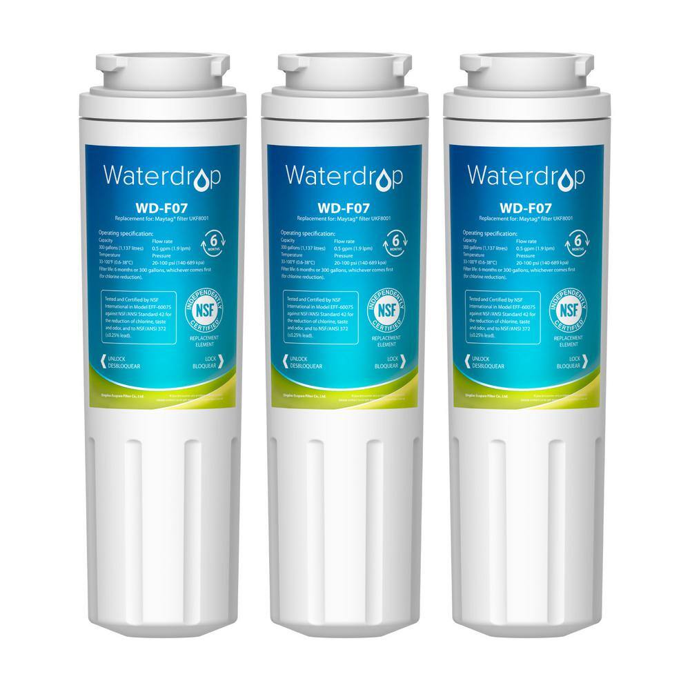 Waterdrop UKF8001 Refrigerator Water Filter, Replacement for Maytag  UKF8001, UKF8001AXX-750, UKF8001AXX-200, Whirlpool 469006, Filter 4,  EDR4RXD1, NSF 53&42 Certified to Reduce 99% Lead, 2 Pack 