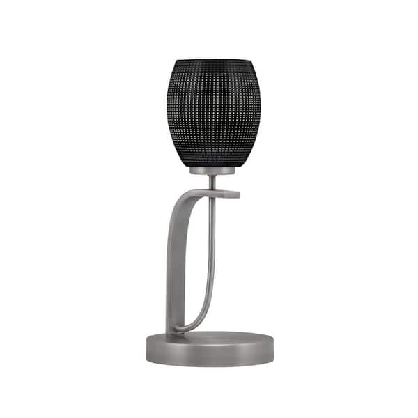 Unbranded Olympia 16.25 in. Graphite Piano Desk Lamp with Black Matrix Glass Shade
