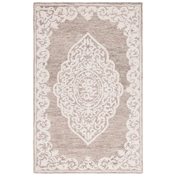 SAFAVIEH Abstract Beige/Ivory Doormat 3 ft. x 5 ft. Modern Transitional Area Rug