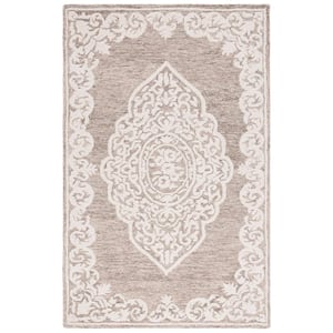 Abstract Beige/Ivory 4 ft. x 6 ft. Modern Transitional Area Rug