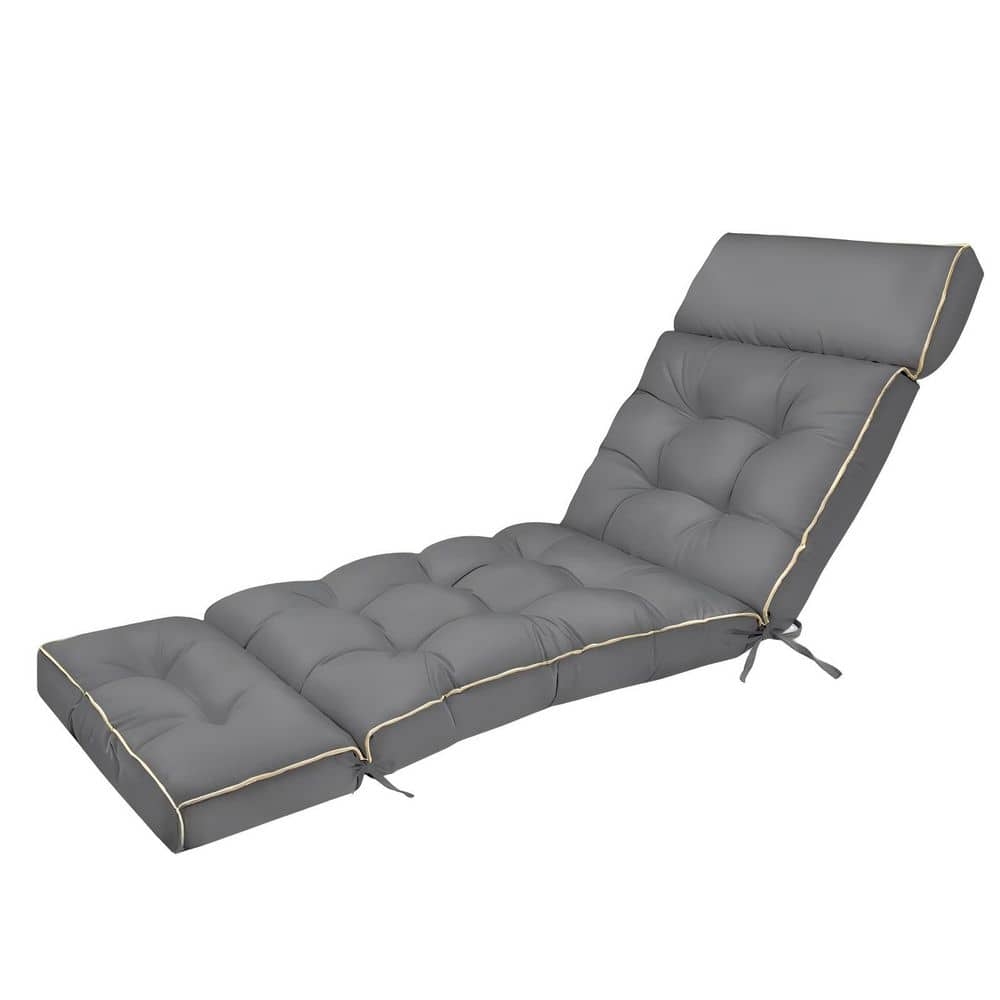 Memory Foam Chaise Lounge Cushion, Outdoor Replacement Patio Chair Cushion with Ties, Gray 74 x 22 x 4 in. price history on PriceWatchPro