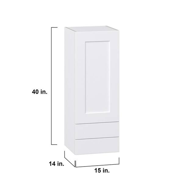 J COLLECTION Wallace Painted Warm White Shaker Assembled Wall Kitchen Cabinet with 2 Drawers (15 in. W x 35 in. H x 14 in. D)