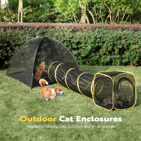 Outdoor cat tent and clearance tunnel