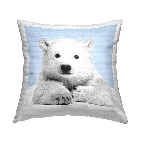 Stupell Industries Pastel Blue Polar Bear Blue Square Outdoor Throw Pillow