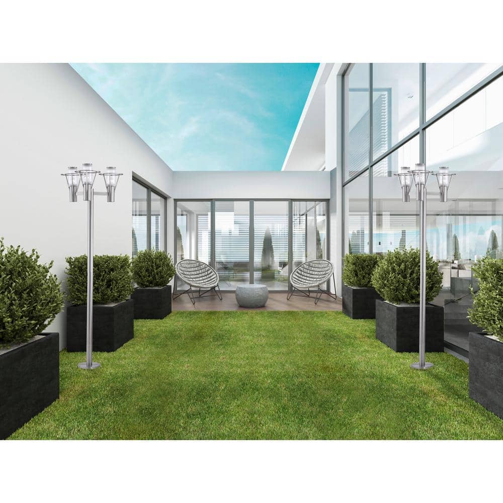 Belfast Modern Stainless Steel 86.75" Outdoor Lamp with Clear Glass
