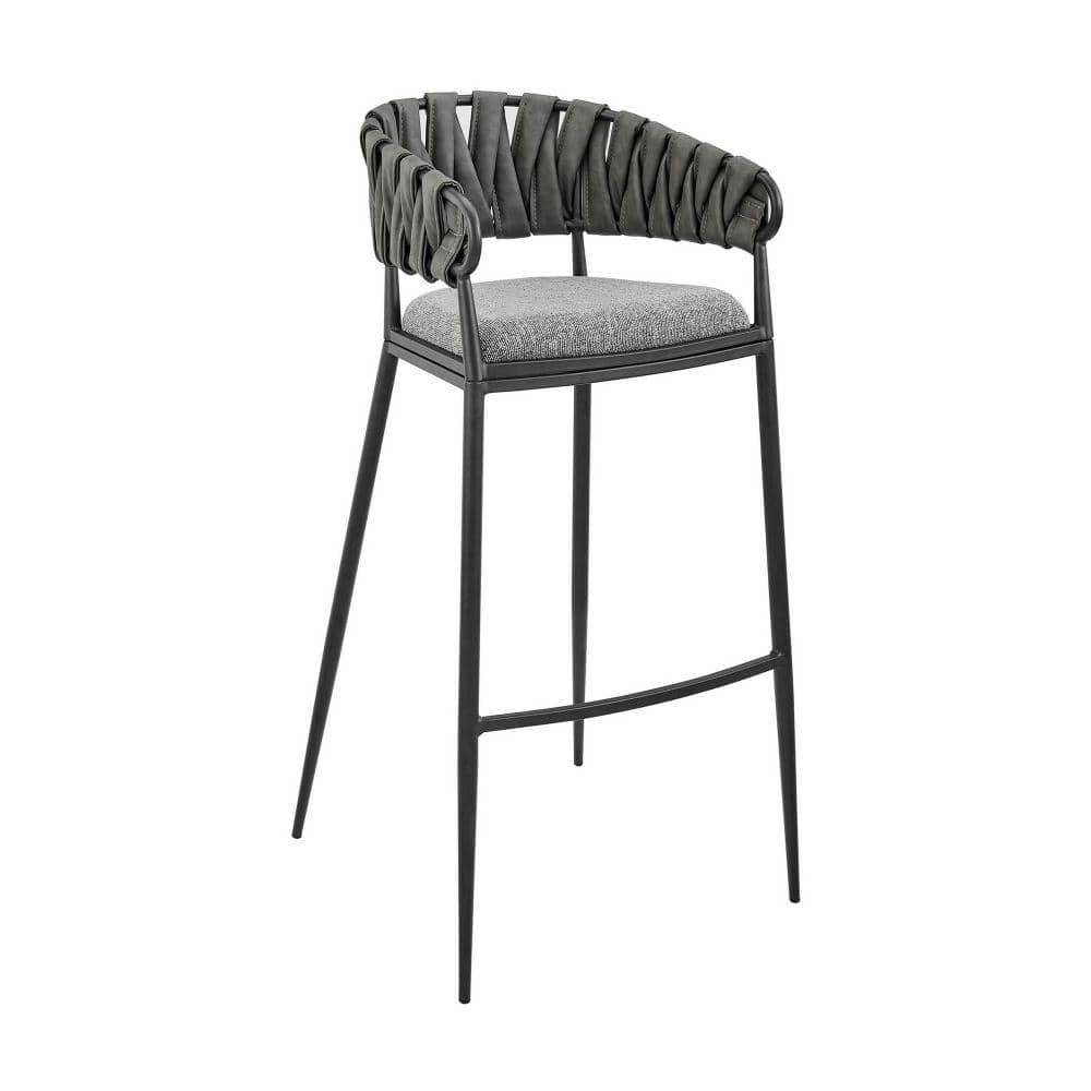 Benjara 26 In Black And Gray Low Back Metal Frame Counter Stool Chair   Black And Gray Benjara Bar Stools Bm298913 64 1000 