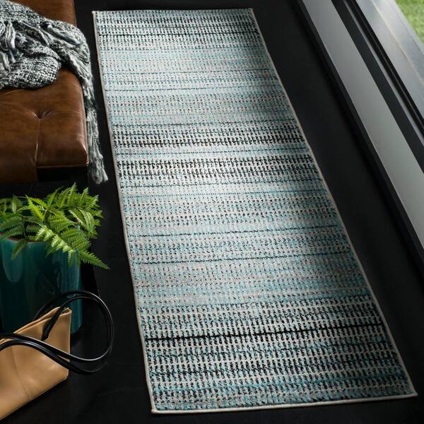 Skyler Blue/Gray 2 ft. x 12 ft. Striped Runner Rug